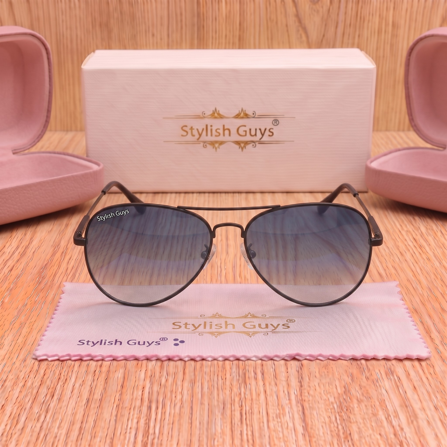 Sunglasses For Men With Blue Shade Glass & Black Frame 3517 Aviator Oval Sunglass By Sunglasses Deal