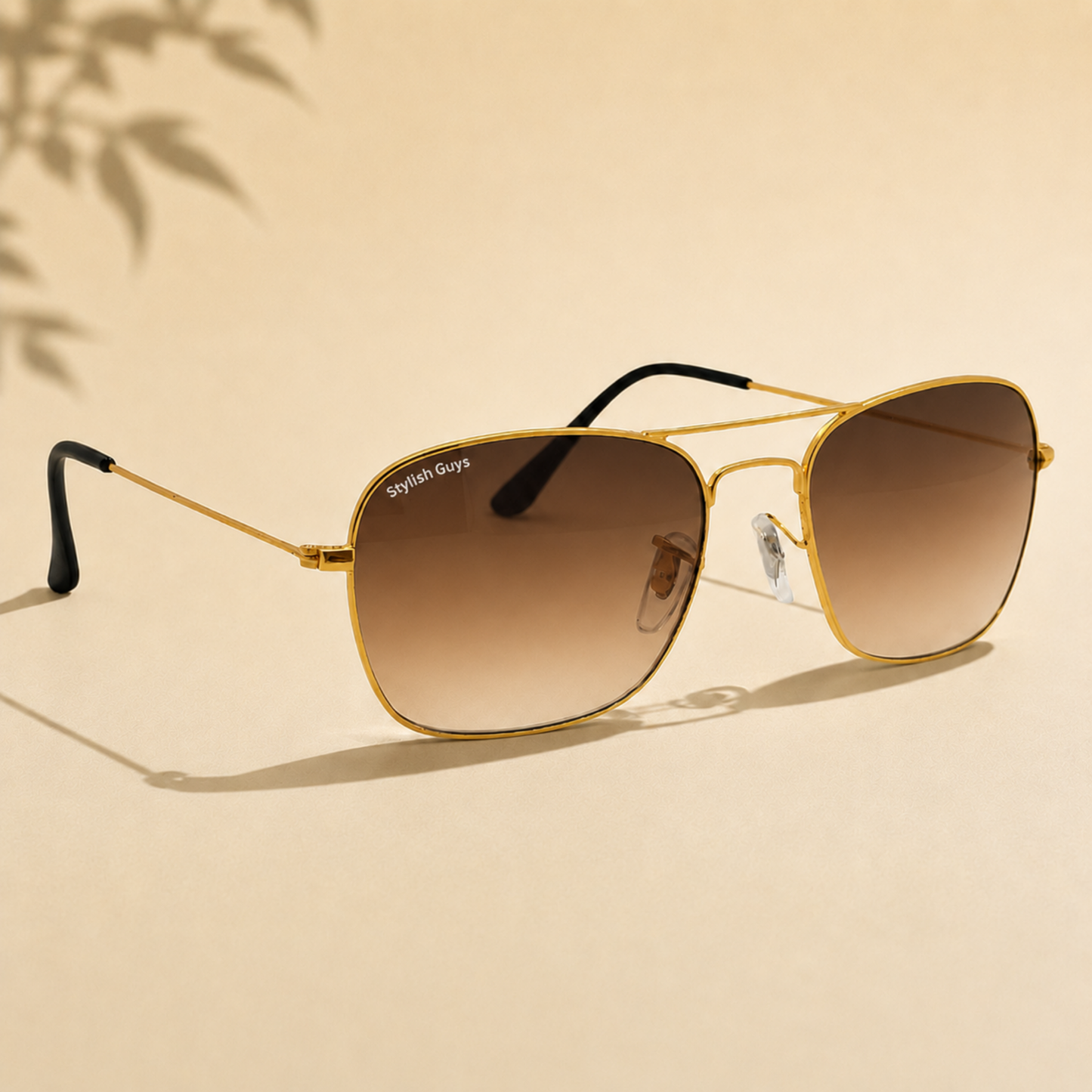 Sunglasses For Men With Brown Shade Glass & Golden Frame 3136 Square Sunglass By Sunglasses Deal