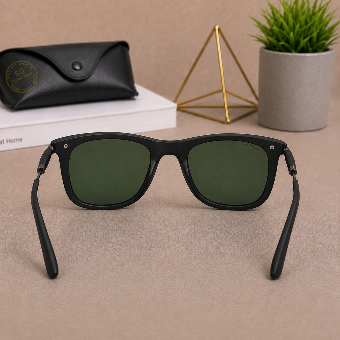 Sunglasses For Men With Green Glass & Black Frame 2148 Square Sunglass By Sunglasses Deal