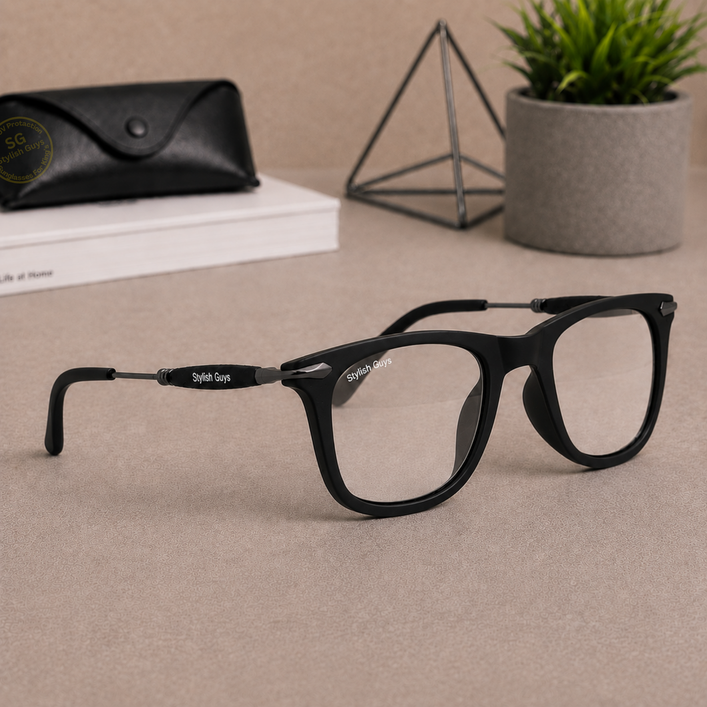 Sunglasses For Men With Clear Glass & Black Frame 2148 Square Sunglass By Sunglasses Deal