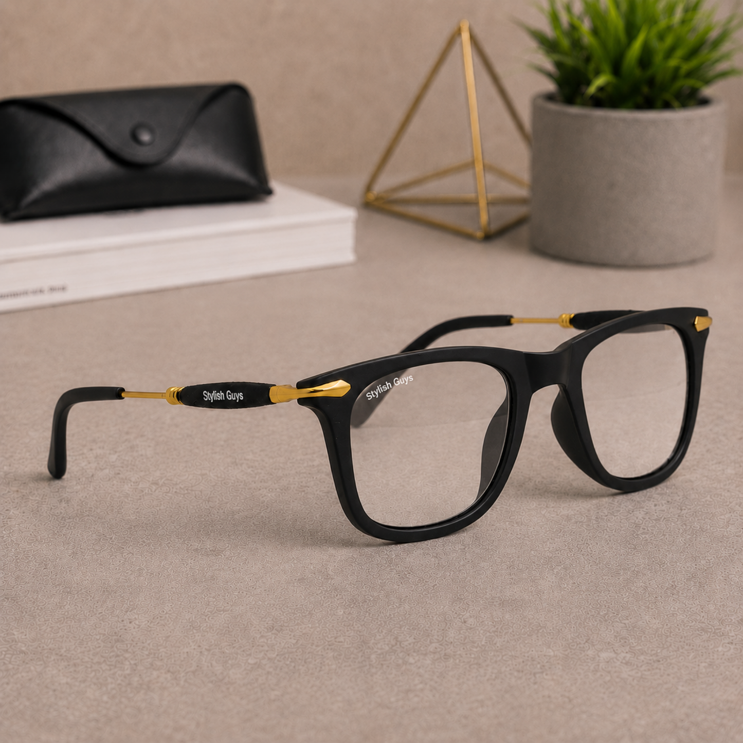 Sunglasses For Men With Clear Glass & Golden Frame 2148 Square Sunglass By Sunglasses Deal