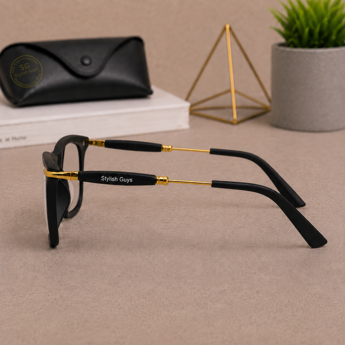 Sunglasses For Men With Clear Glass & Golden Frame 2148 Square Sunglass By Sunglasses Deal