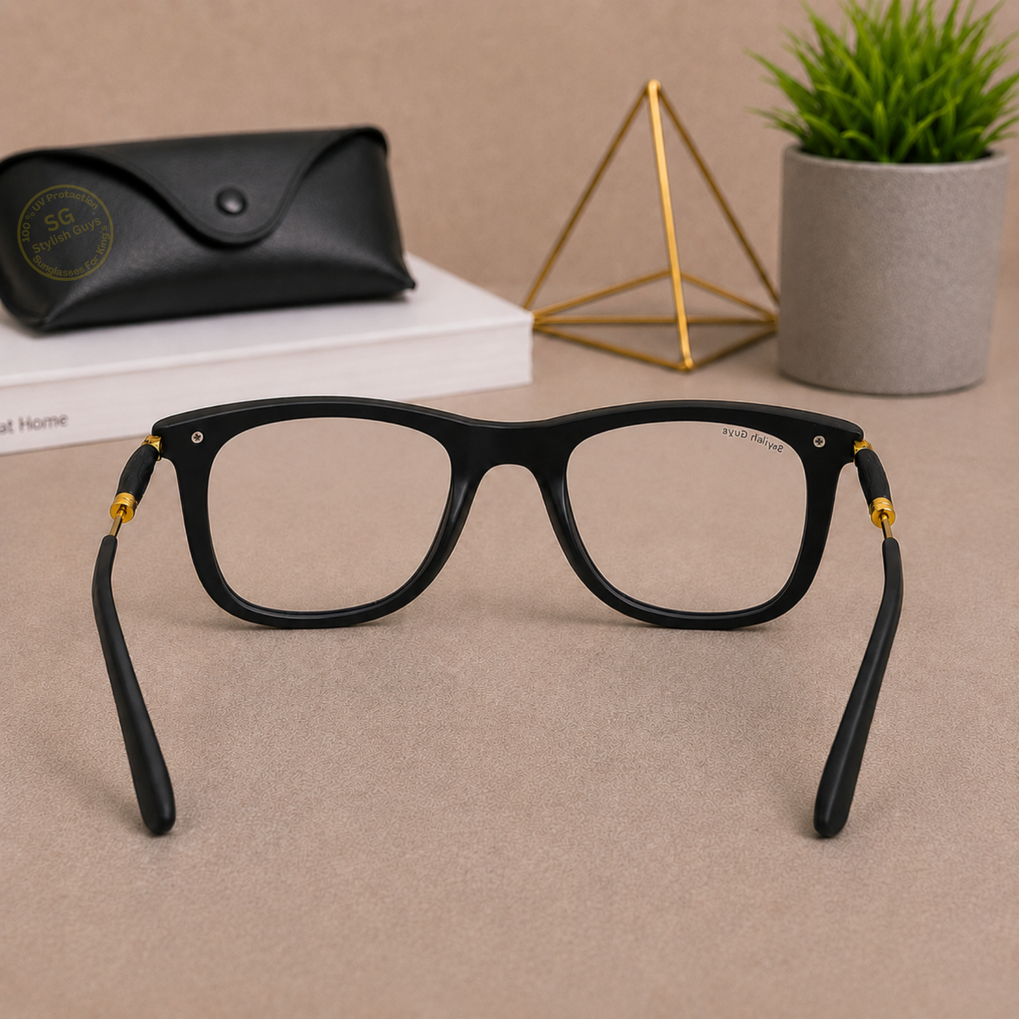 Sunglasses For Men With Clear Glass & Golden Frame 2148 Square Sunglass By Sunglasses Deal