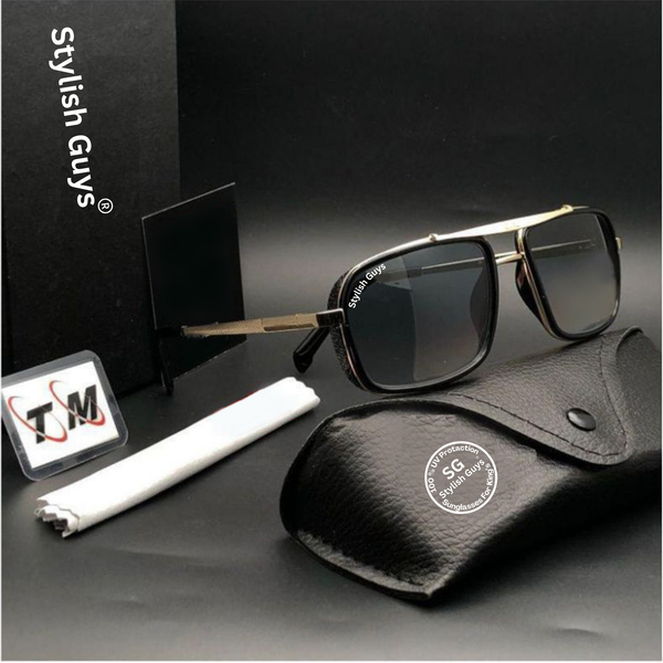 Top Trendy Hot New Stylish Attractive Black & Golden 4413 Evergreen UV Protected Sunglasses For King's Men & Women