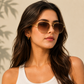 Sunglasses For Men With Brown Shade Glass & Golden Frame 3136 Square Sunglass By Sunglasses Deal