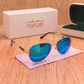Sunglasses For Men With Aqua Blue Mercury Glass & Golden Frame 3517 Aviator Oval Sunglass By Sunglasses Deal