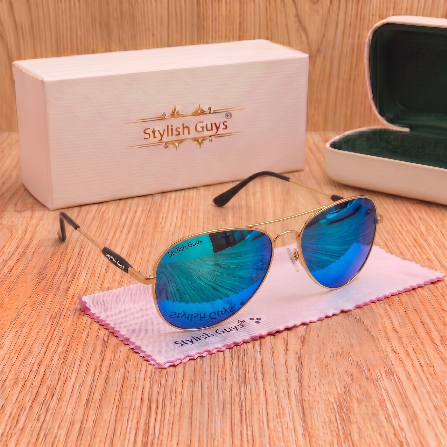 Sunglasses For Men With Aqua Blue Mercury Glass & Golden Frame 3517 Aviator Oval Sunglass By Sunglasses Deal