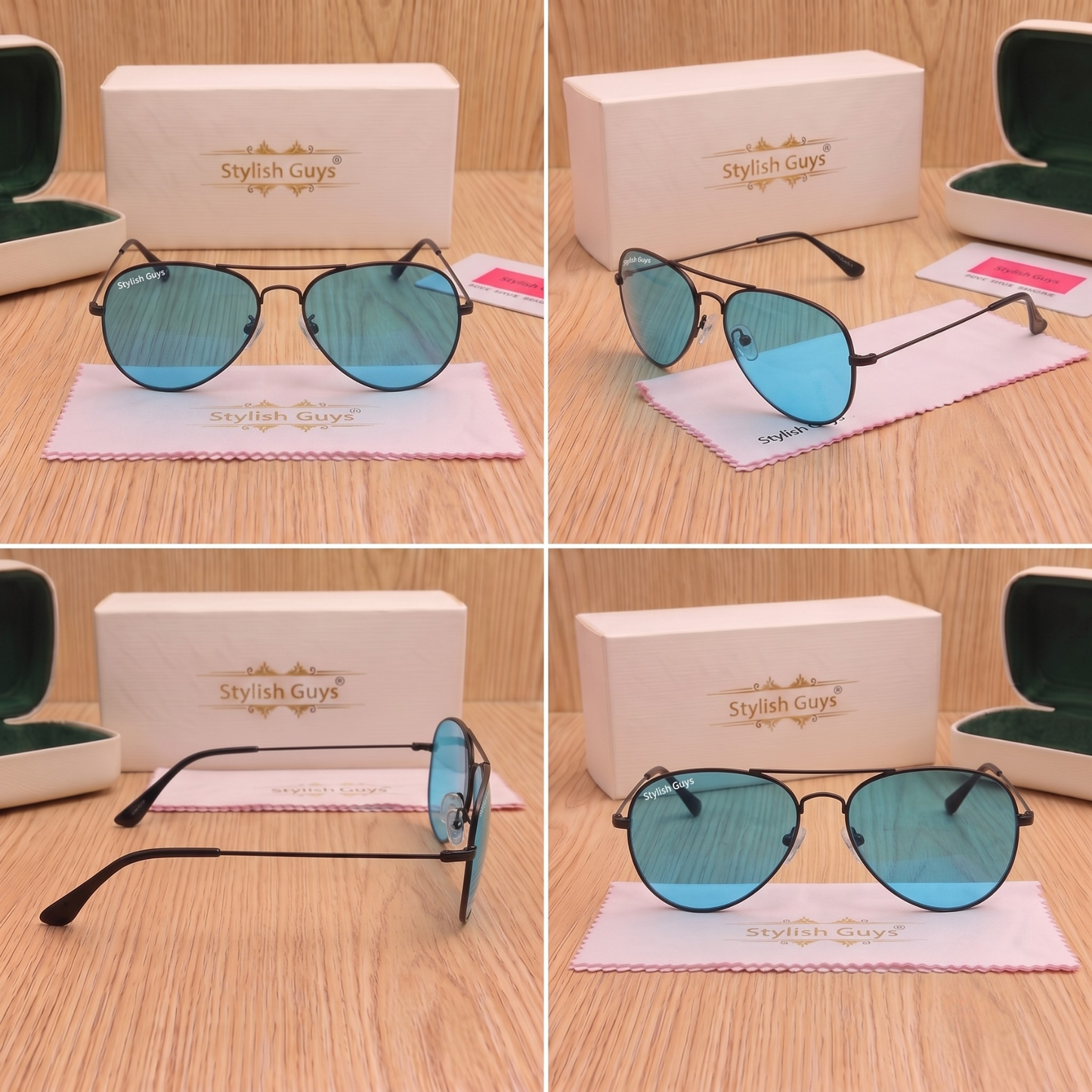 Sunglasses For Men With Blue Candy Glass & Black Frame 3026 Aviator Sunglass By Sunglasses Deal
