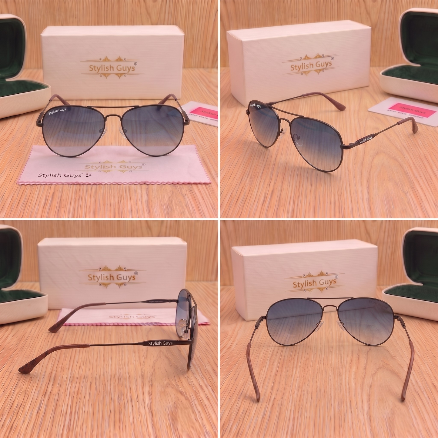 Sunglasses For Men With Blue Shade Glass & Black Frame 3517 Aviator Oval Sunglass By Sunglasses Deal