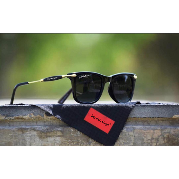 Top Trendy Hot New Stylish Attractive Square Ocean Black & Golden 2148 Evergreen UV Protected Sunglasses For King's Men & Women ( SG-2148 )