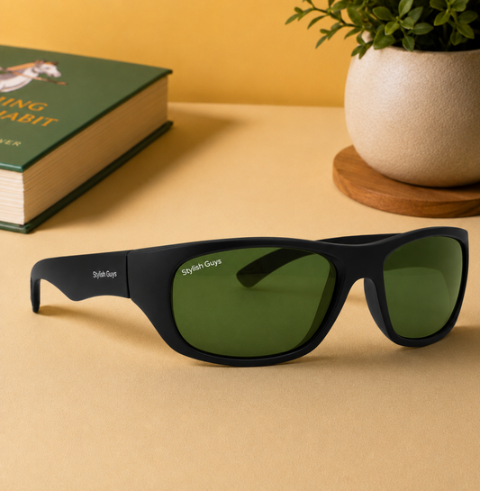 Sunglasses For Men With Green Glass & Black Frame 2053 Sport Sunglass By Sunglasses Deal