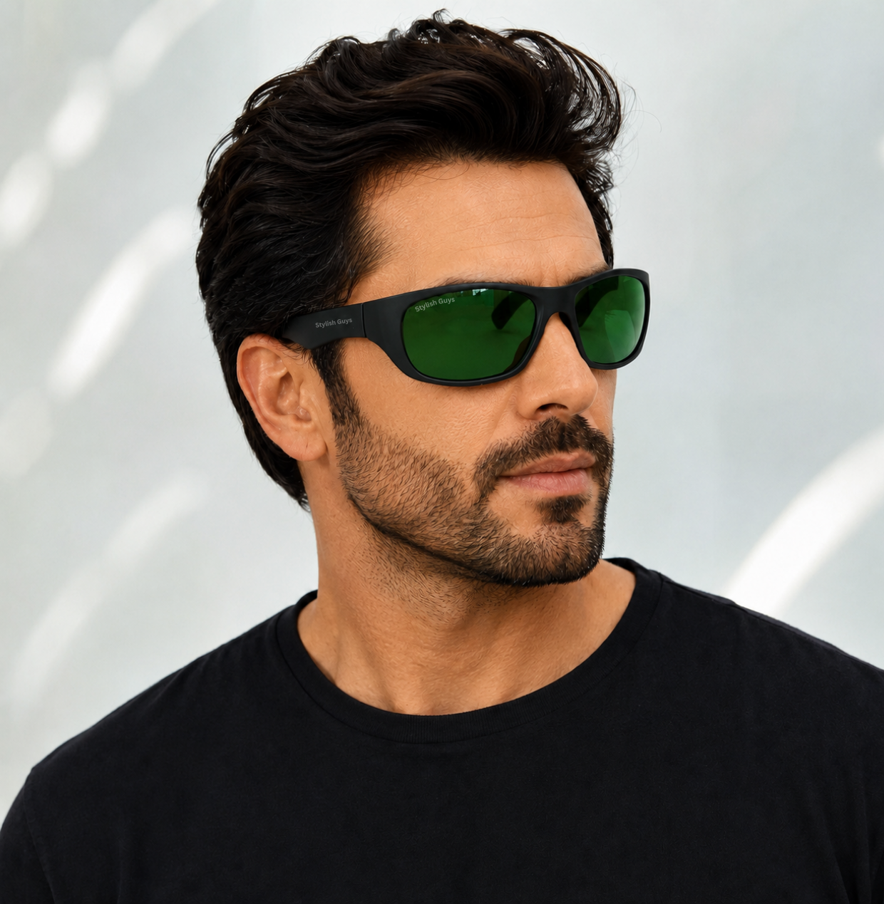 Sunglasses For Men With Green Glass & Black Frame 2053 Sport Sunglass By Sunglasses Deal