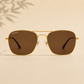Sunglasses For Men With Brown Glass & Golden Frame 3136 Square Sunglass By Sunglasses Deal