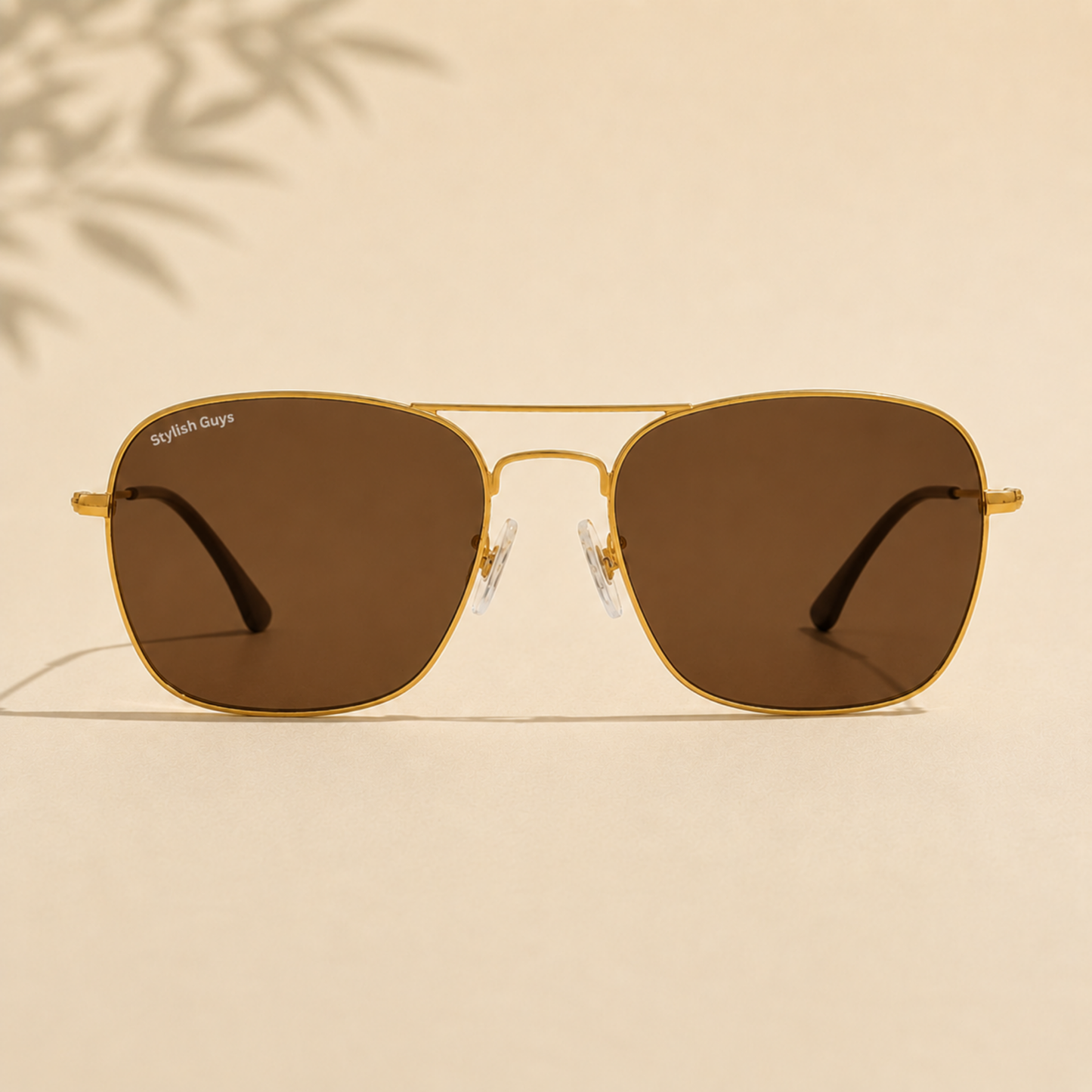 Sunglasses For Men With Brown Glass & Golden Frame 3136 Square Sunglass By Sunglasses Deal