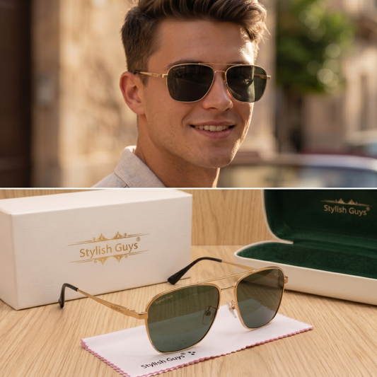 Sunglasses For Men With Black Glass & Golden Frame 6060 Square Sunglass By Sunglasses Deal