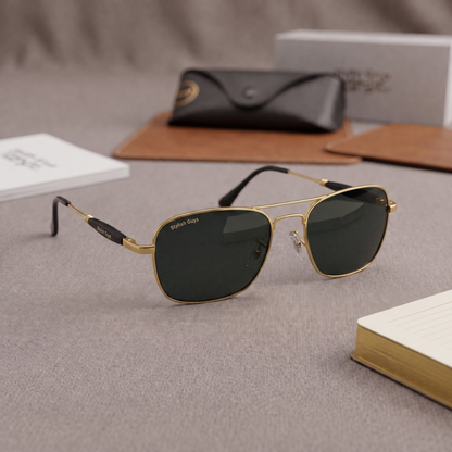 Sunglasses For Men With Black Glass & Golden Frame 1208 Square Sunglass By Sunglasses Deal