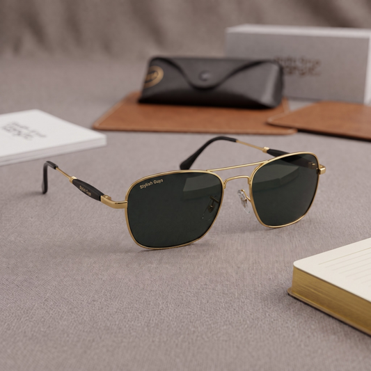 Sunglasses For Men With Black Glass & Golden Frame 1208 Square Sunglass By Sunglasses Deal