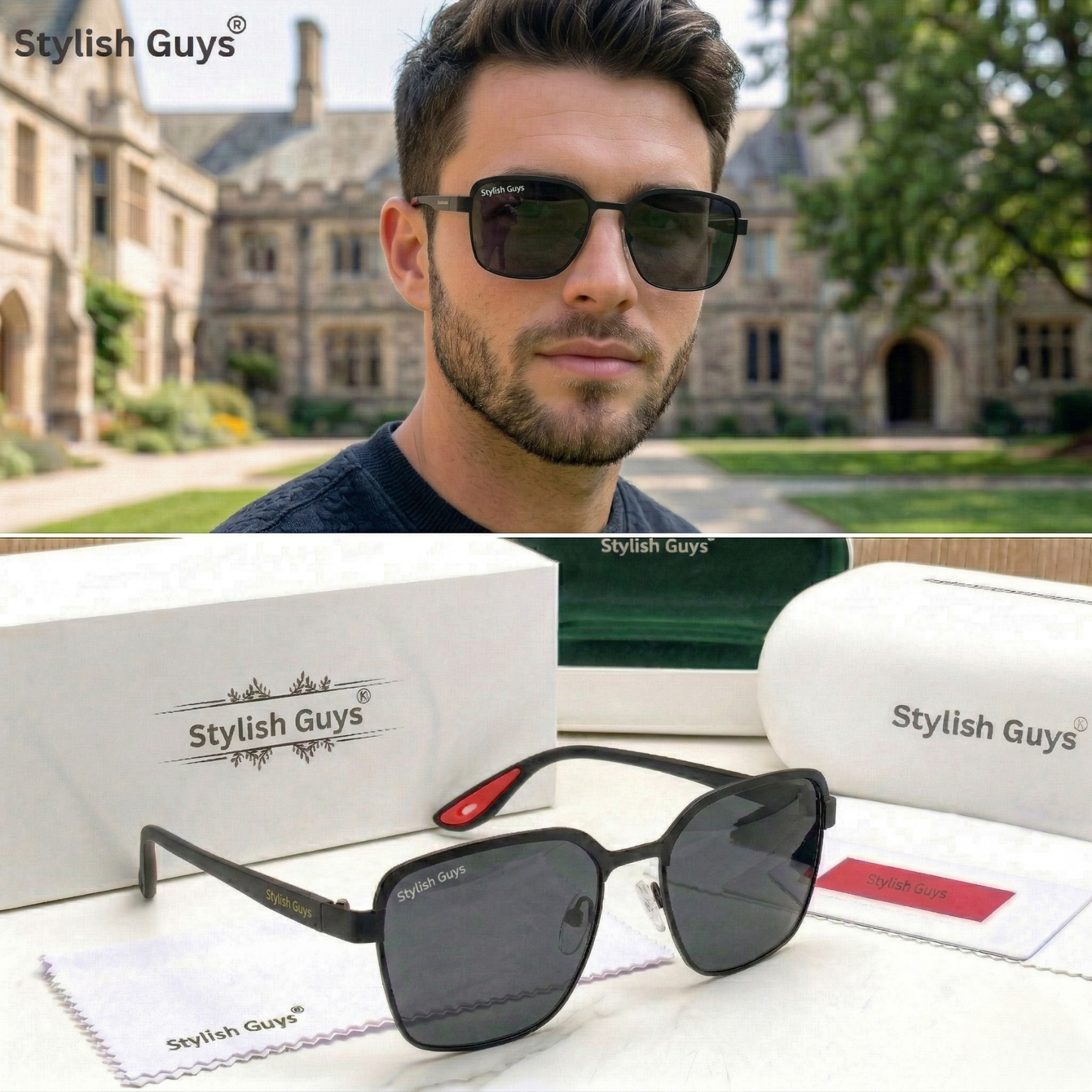Sunglasses For Men With Black Glass & Black Frame 07 Square Polarized Sunglass By Sunglasses Deal