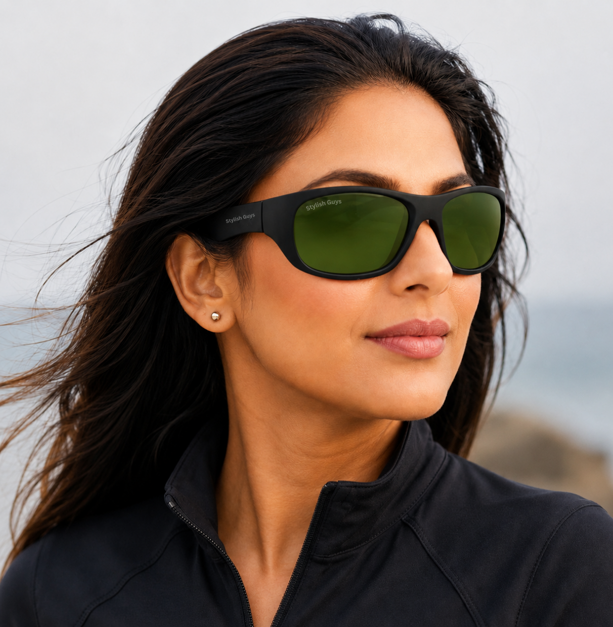 Sunglasses For Men With Green Glass & Black Frame 2053 Sport Sunglass By Sunglasses Deal