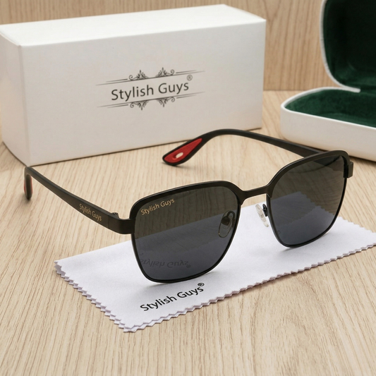 Sunglasses For Men With Black Glass & Black Frame 07 Square Polarized Sunglass By Sunglasses Deal