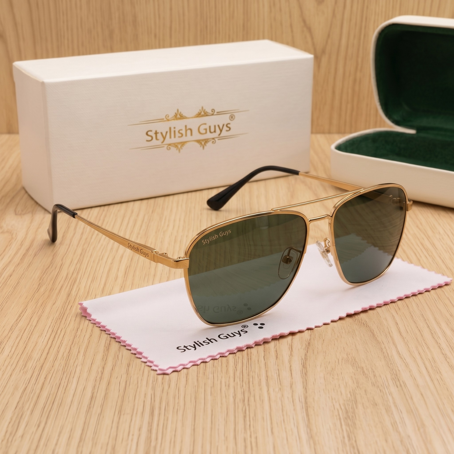Sunglasses For Men With Black Glass & Golden Frame 6060 Square Sunglass By Sunglasses Deal