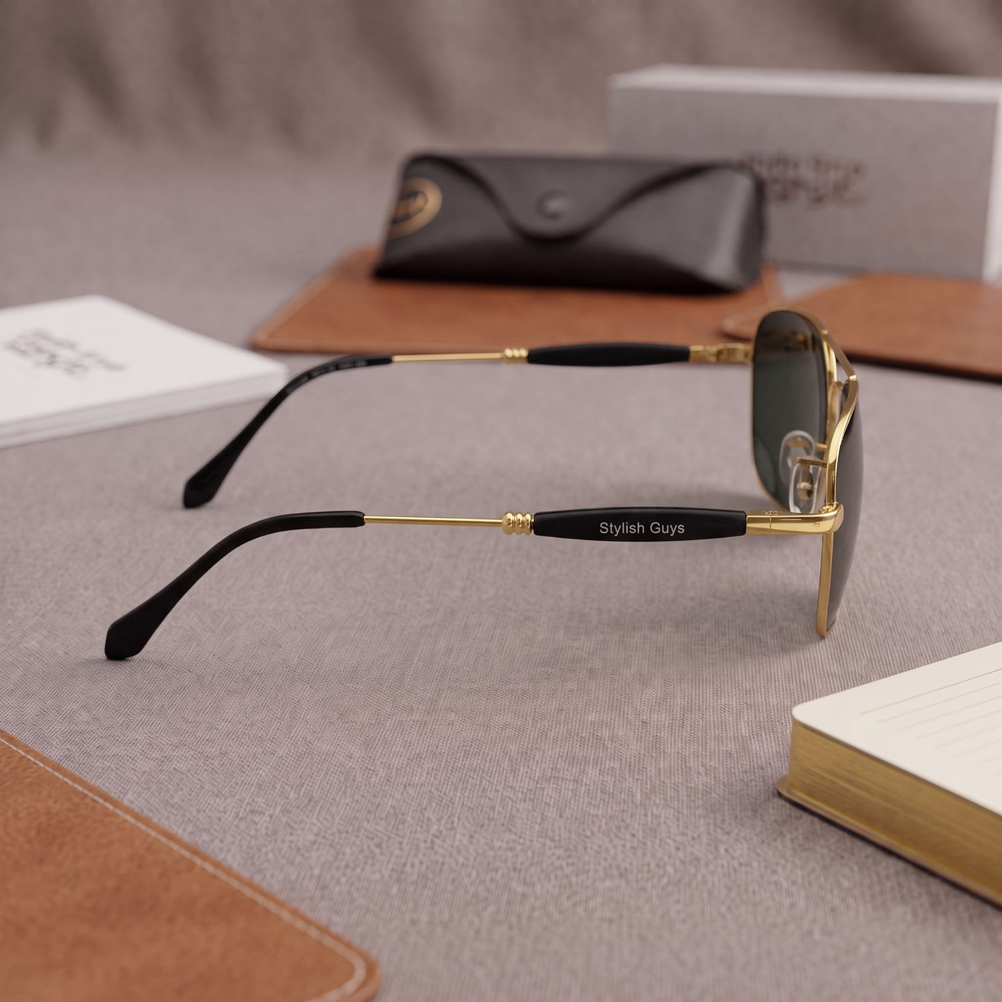 Sunglasses For Men With Black Glass & Golden Frame 1208 Square Sunglass By Sunglasses Deal