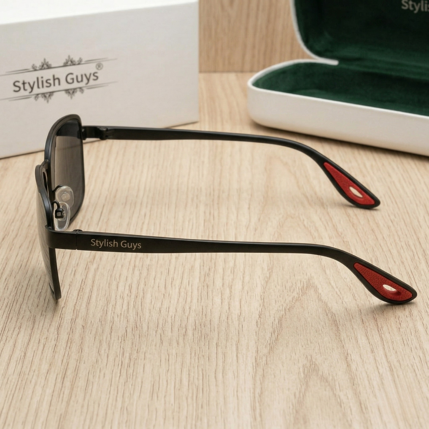 Sunglasses For Men With Black Glass & Black Frame 07 Square Polarized Sunglass By Sunglasses Deal