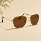 Sunglasses For Men With Brown Glass & Golden Frame 3136 Square Sunglass By Sunglasses Deal