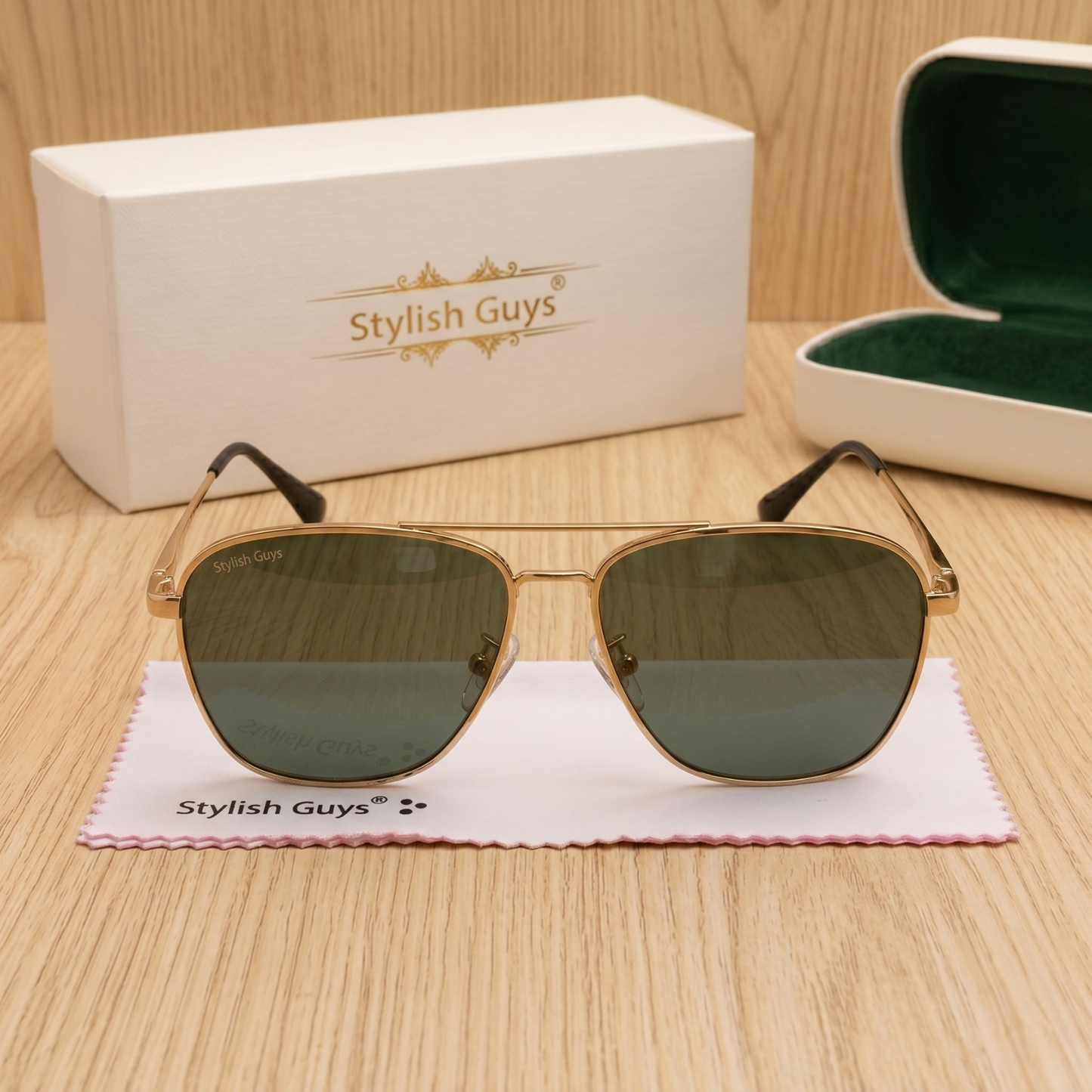 Sunglasses For Men With Black Glass & Golden Frame 6060 Square Sunglass By Sunglasses Deal