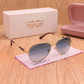 Sunglasses For Men With Blue Shade Glass & Golden Frame 3517 Aviator Oval Sunglass By Sunglasses Deal