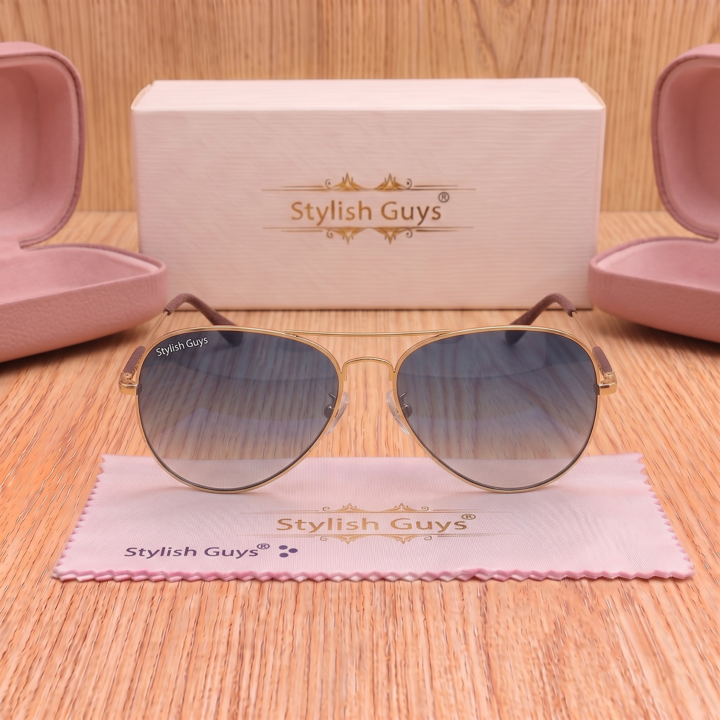 Sunglasses For Men With Blue Shade Glass & Golden Frame 3517 Aviator Oval Sunglass By Sunglasses Deal