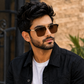 Sunglasses For Men With Brown Glass & Golden Frame 04 Square Polarized Sunglass By Sunglasses Deal