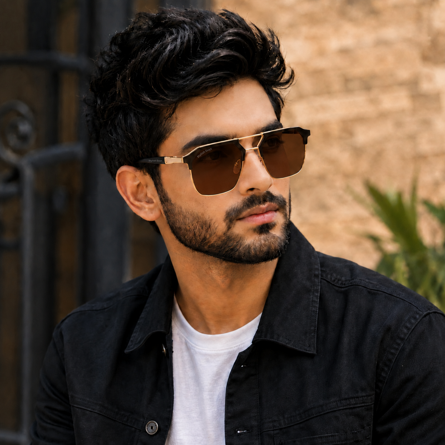 Sunglasses For Men With Brown Glass & Golden Frame 04 Square Polarized Sunglass By Sunglasses Deal