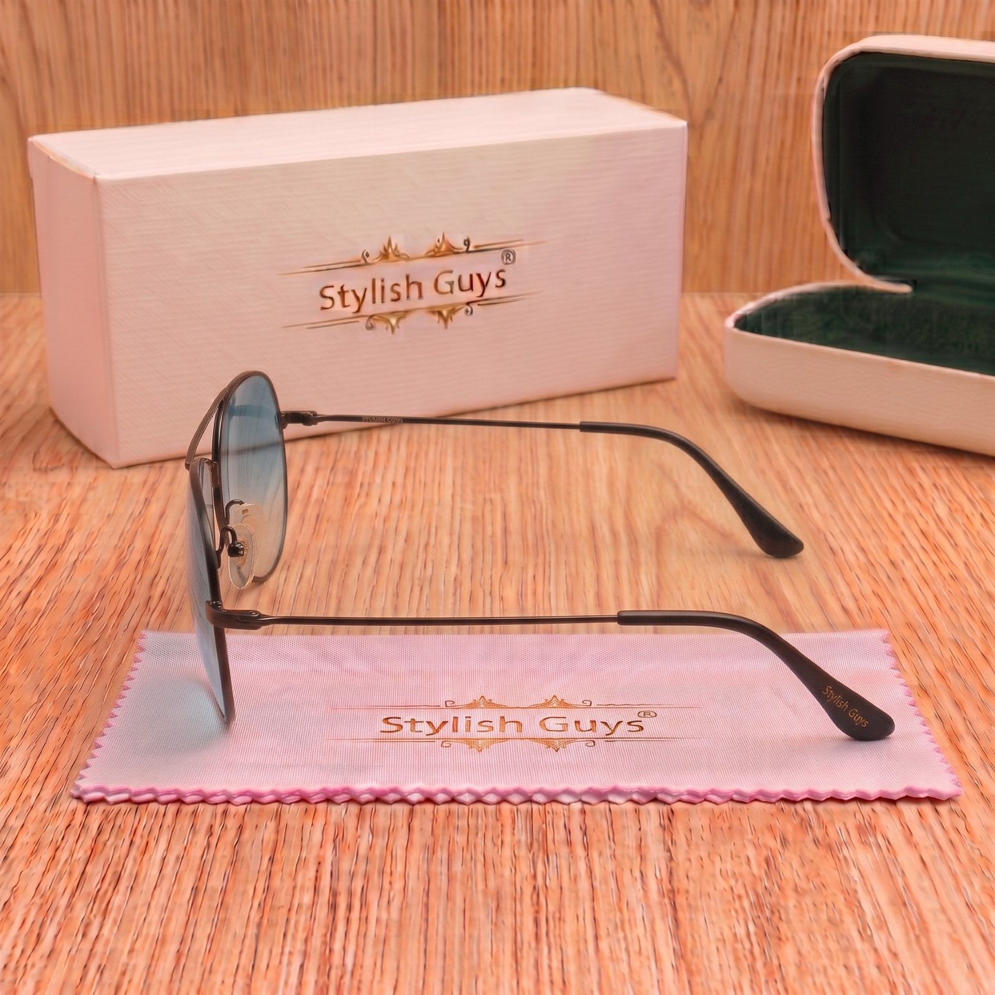 Sunglasses For Men With Blue Shade Glass & Black Frame 3026 Aviator Sunglass By Sunglasses Deal