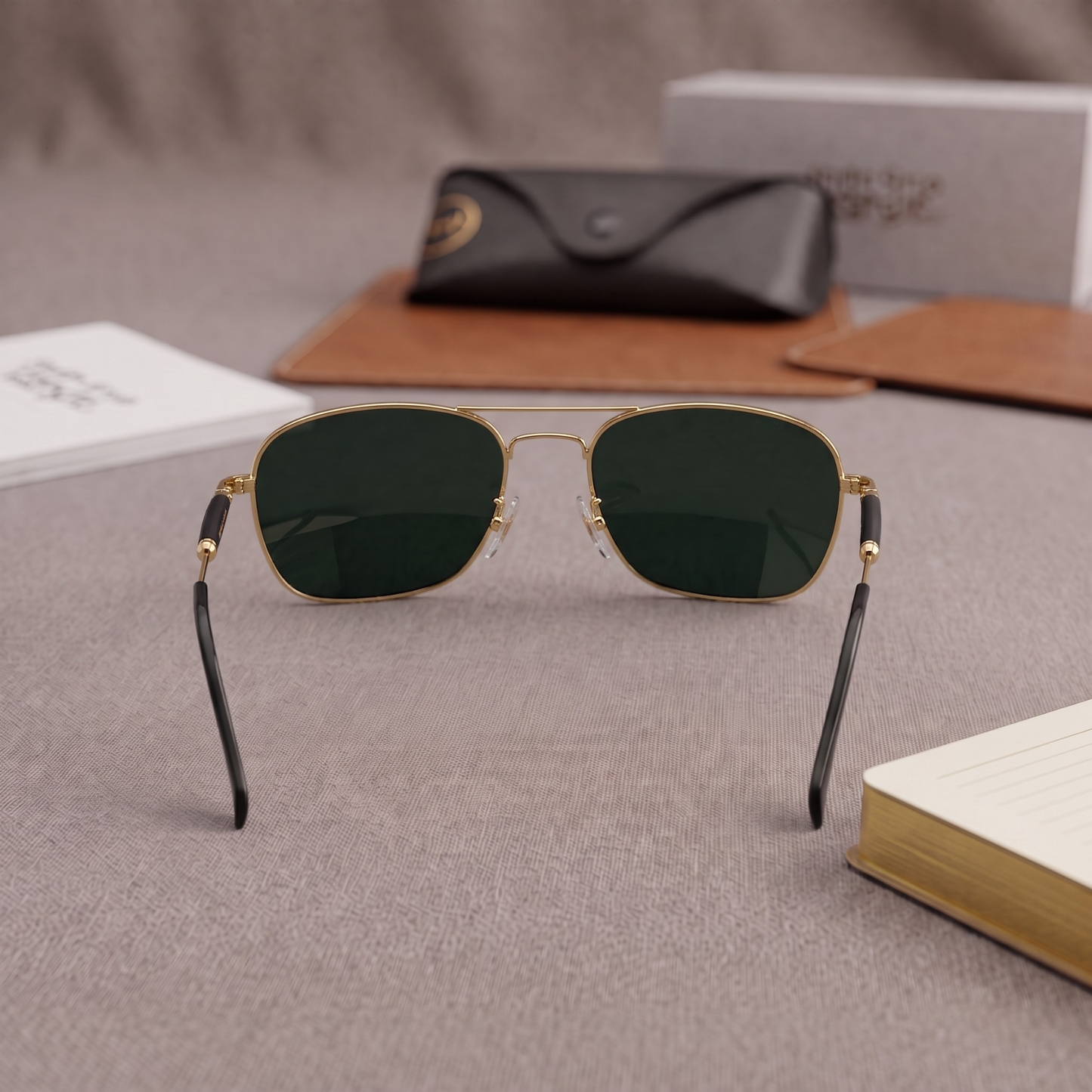 Sunglasses For Men With Black Glass & Golden Frame 1208 Square Sunglass By Sunglasses Deal