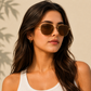 Sunglasses For Men With Brown Glass & Golden Frame 3136 Square Sunglass By Sunglasses Deal