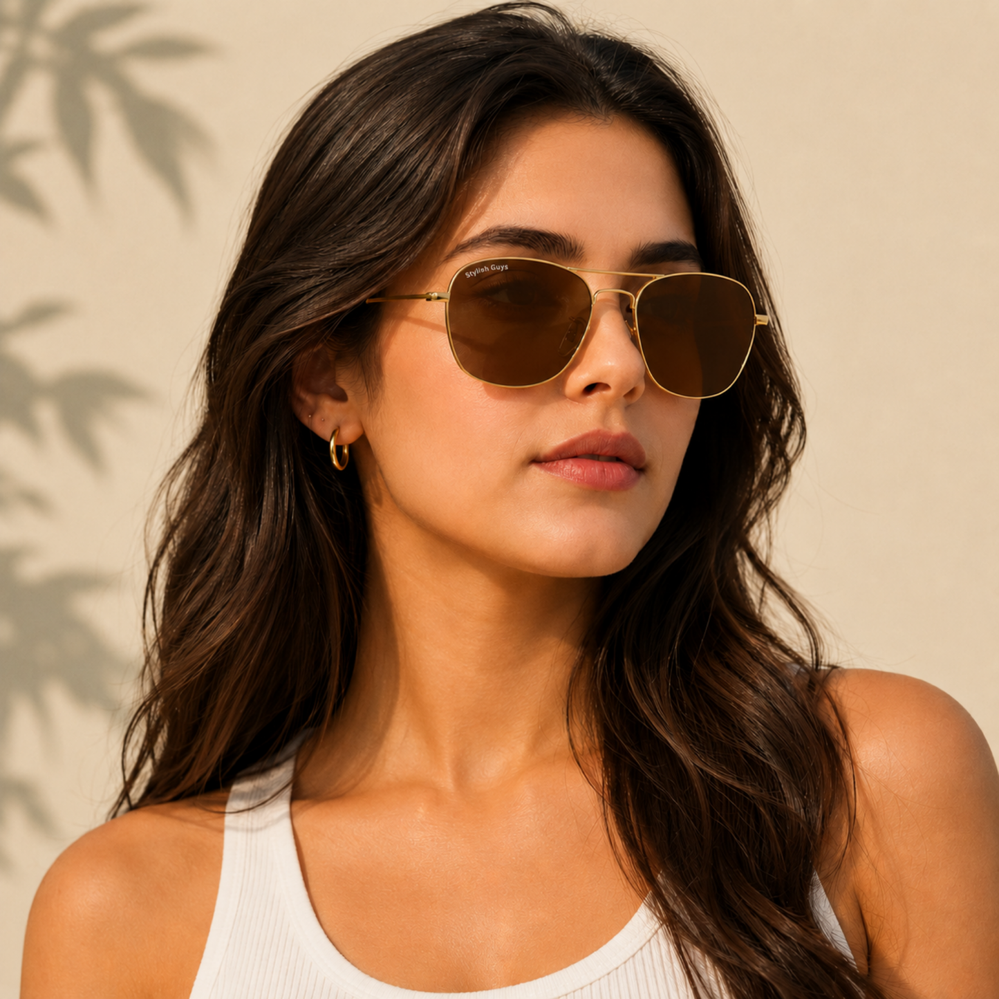 Sunglasses For Men With Brown Glass & Golden Frame 3136 Square Sunglass By Sunglasses Deal