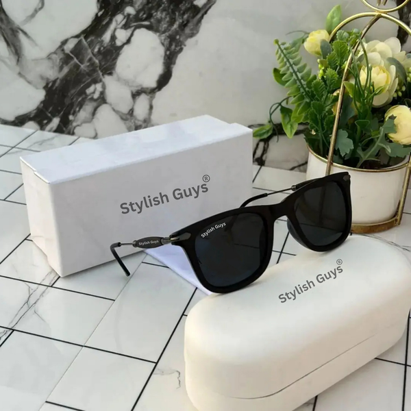 Top Trendy Hot New Stylish Attractive Square Black & Black 2148 Evergreen UV Protected Sunglasses For King's Men & Women ( SG-2148 )