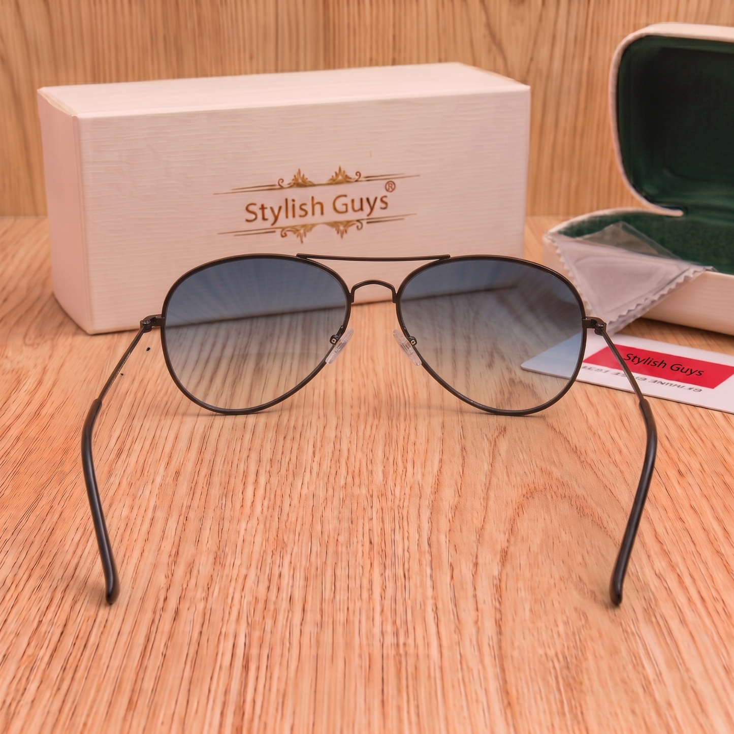 Sunglasses For Men With Blue Shade Glass & Black Frame 3026 Aviator Sunglass By Sunglasses Deal