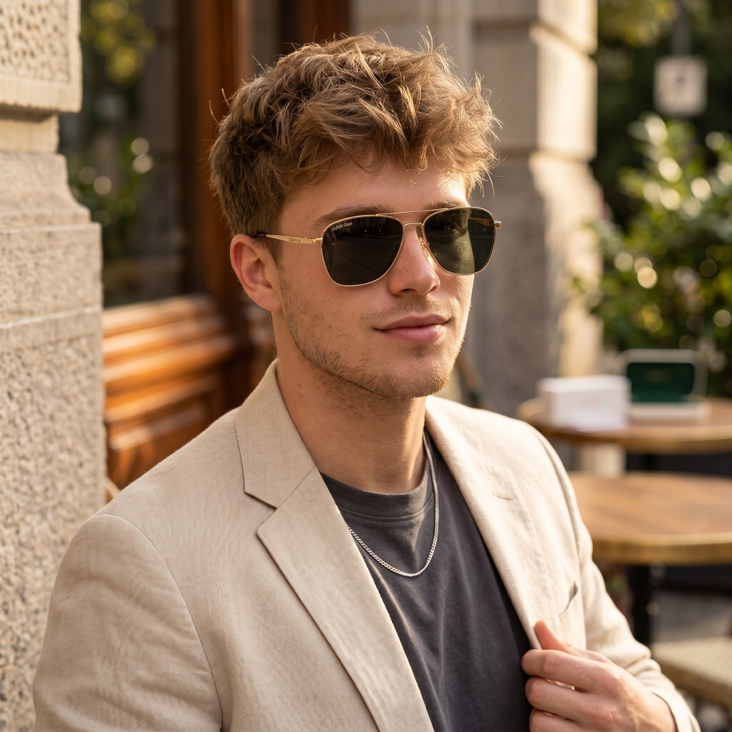 Sunglasses For Men With Black Glass & Golden Frame 6060 Square Sunglass By Sunglasses Deal