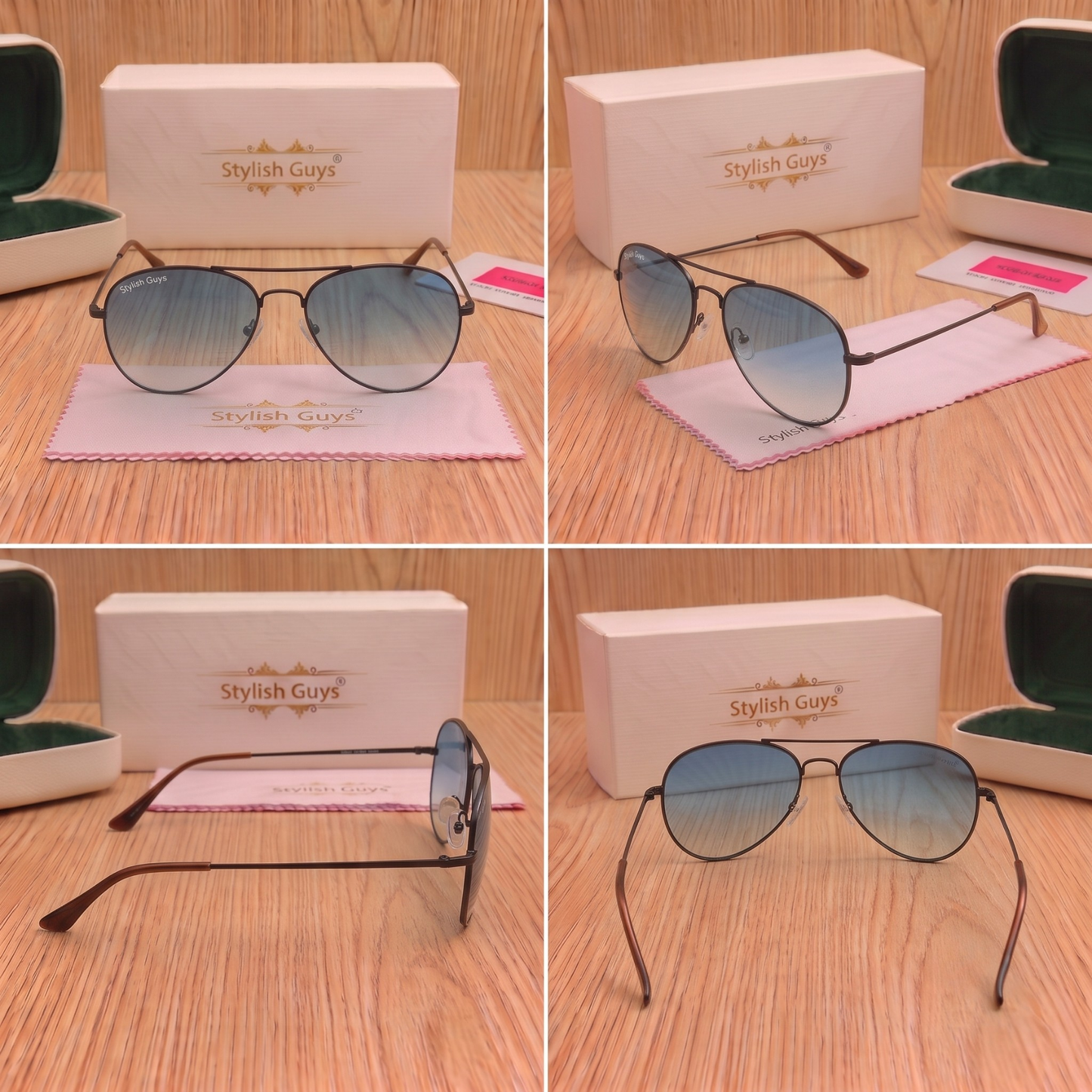 Sunglasses For Men With Blue Shade Glass & Black Frame 3026 Aviator Sunglass By Sunglasses Deal