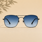 Sunglasses For Men With Blue Shade Glass & Black Frame 3136 Square Sunglass By Sunglasses Deal