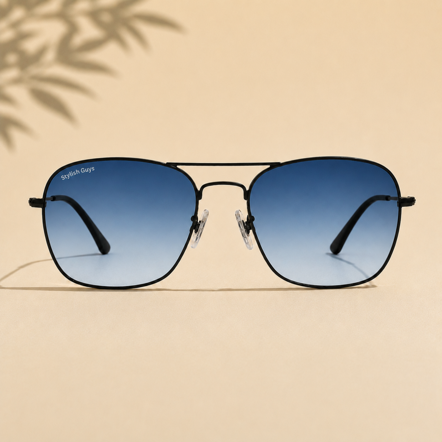 Sunglasses For Men With Blue Shade Glass & Black Frame 3136 Square Sunglass By Sunglasses Deal