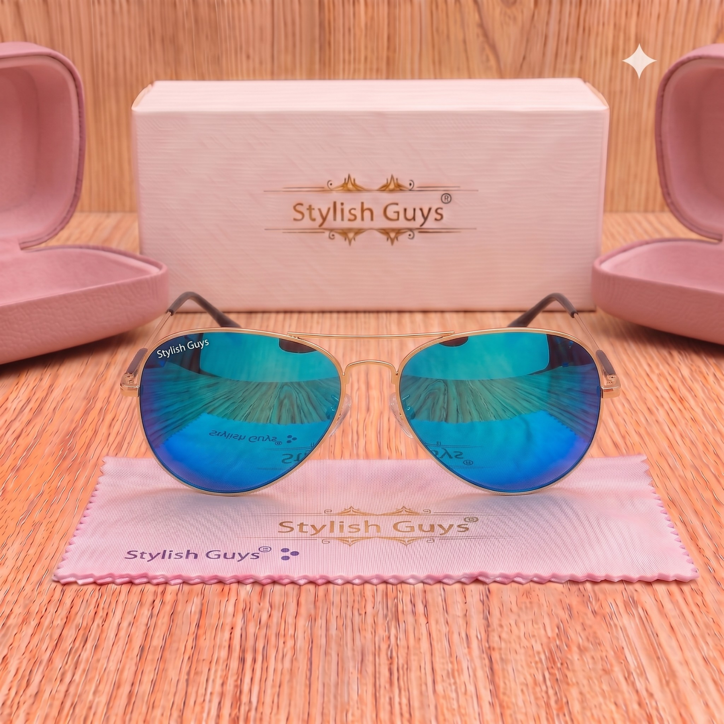 Sunglasses For Men With Aqua Blue Mercury Glass & Golden Frame 3517 Aviator Oval Sunglass By Sunglasses Deal