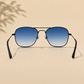 Sunglasses For Men With Blue Shade Glass & Black Frame 3136 Square Sunglass By Sunglasses Deal