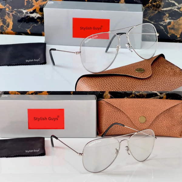 New Fancy Latest Flexible Nosed Trending Shaded Day-Night Mirror & Silver Frame Aviator With Metal Frame Hot Favourite Sunglass For Men, Women & Unisex. ( SG - 3026 )