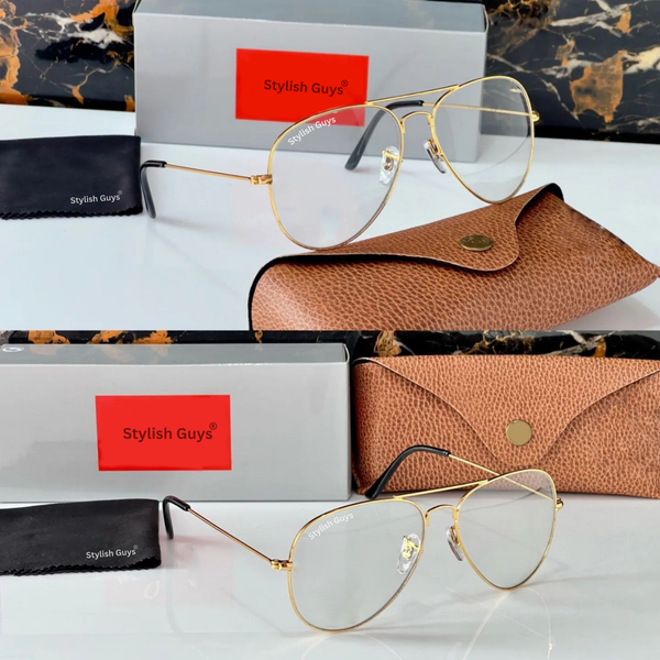 New Fancy Latest Flexible Nosed Trending Shaded Day-Night Mirror & Golden Frame Aviator With Metal Frame Hot Favourite Sunglass For Men, Women & Unisex. ( SG - 3026 )