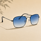 Sunglasses For Men With Blue Shade Glass & Black Frame 3136 Square Sunglass By Sunglasses Deal