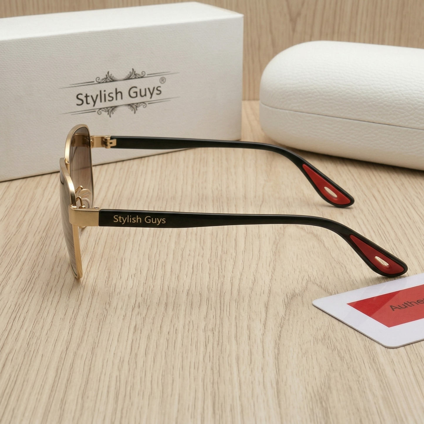 Sunglasses For Men With Brown Shade Glass & Golden Frame 07 Square Polarized Sunglass By Sunglasses Deal