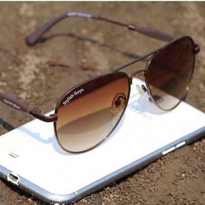Sunglasses For Men With Brown Shade Glass & Brown Frame 3517 Aviator Oval Sunglass By Sunglasses Deal